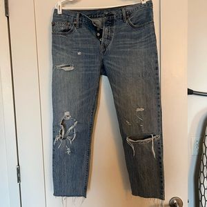 Levi 501 distressed cropped jeans